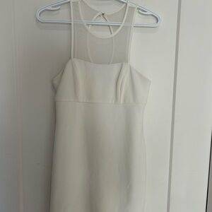 Jump White Sleeveless Mesh Yoke Sheath Dress